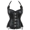 Steampunk Metal Buckle Corset Vest Basques Faux Leather Overbust Halter Bustier Top Costume