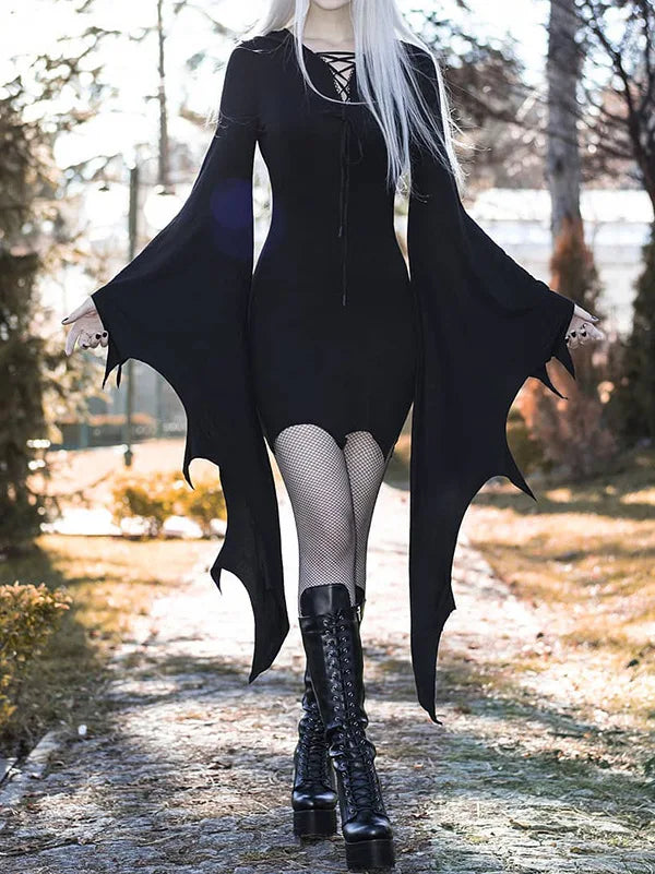 Sexy Black Gothic Pagan Witch Dress Costume