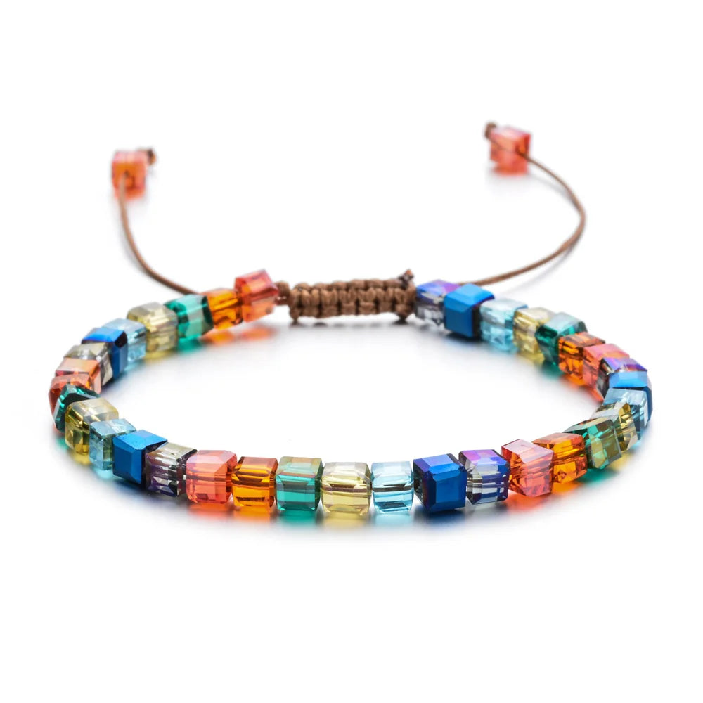 Sparkling Mixed Glass Crystal Bracelet Rainbow Style Charm
