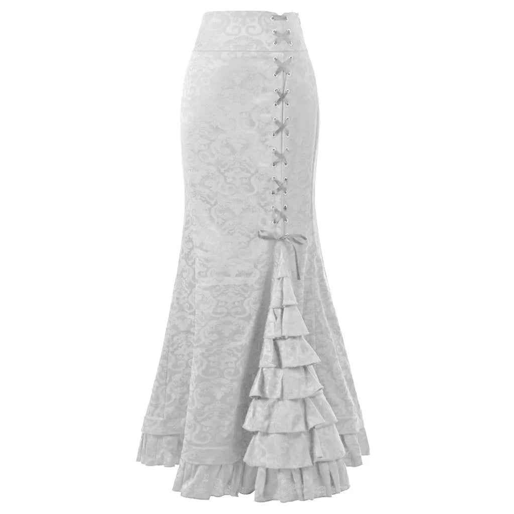 Victorian Gothic Steampunk Long Fish Tail Skirt