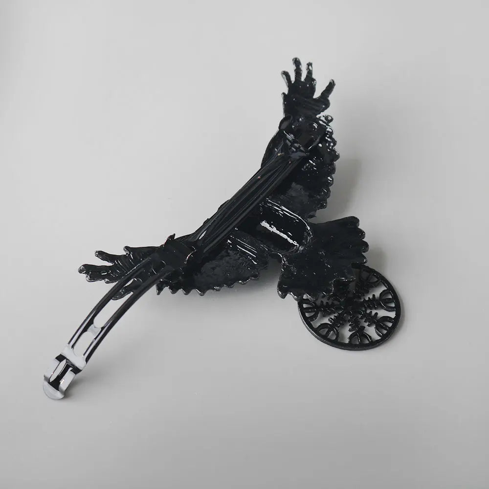 Gothic Crow Vintage Medieval Hairclip Resin Raven Barrette Hair Accessory