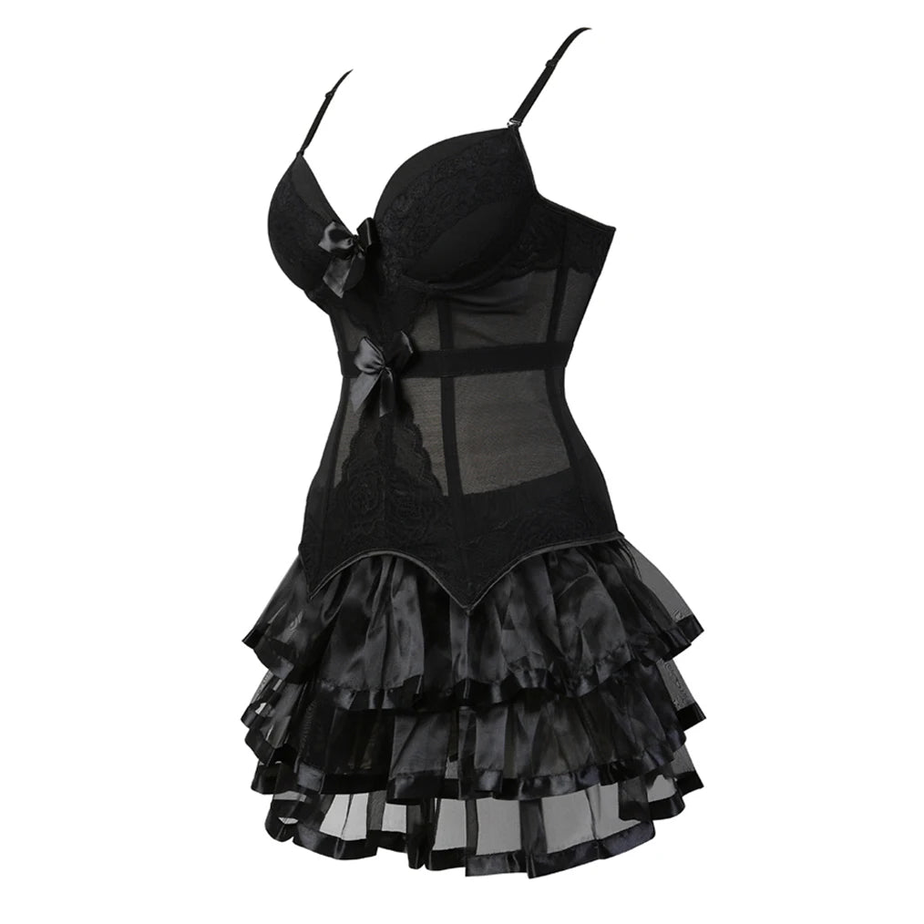 Black Gothic Sexy Corset Bustier Dress Tutu Skirt Party Clubwear