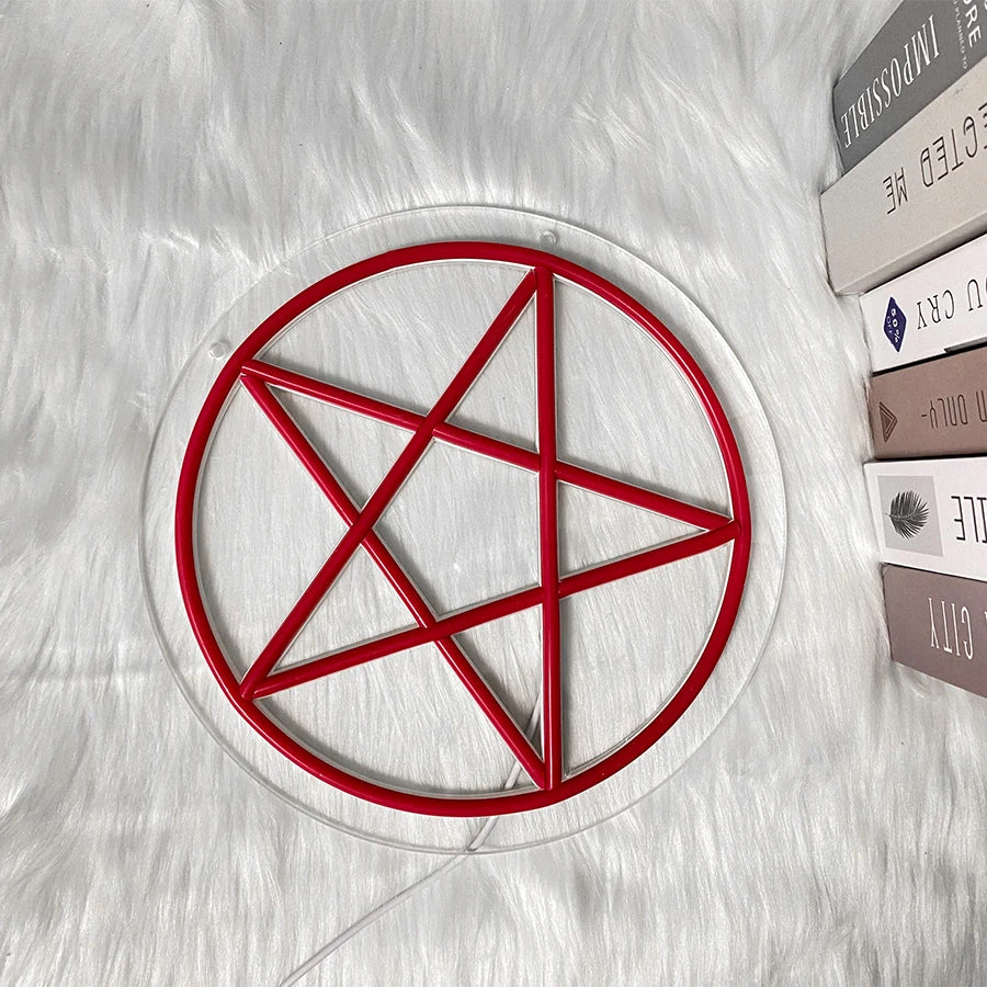 Satan Five-Pointed Star Neon Sign Light Gothic Devil Pagan Ritual Novelty Wall Lighting