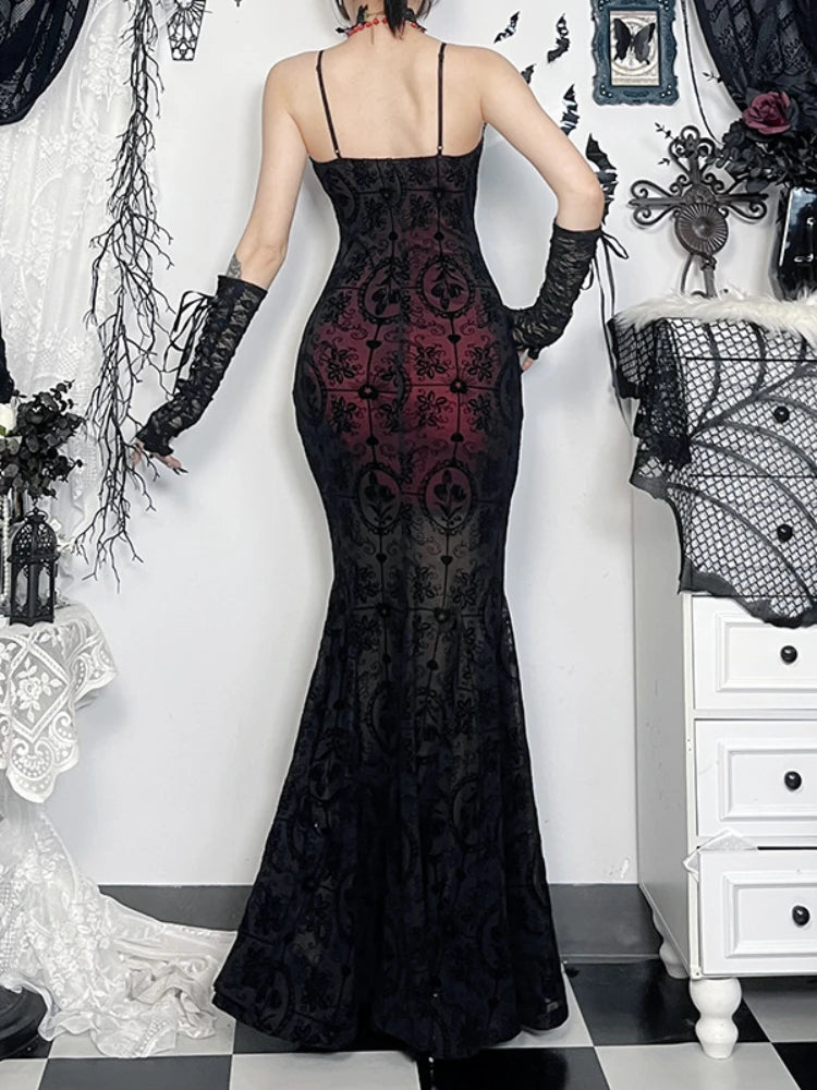 AltGoth Vintage Dark Victorian Gothic Dress Lace Black Red