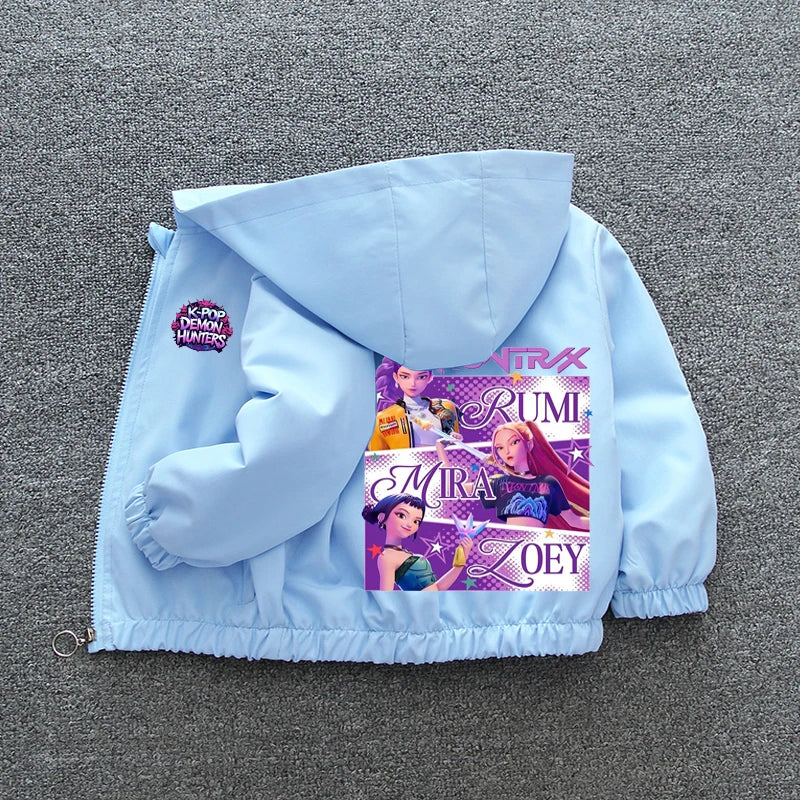 Kpop Demon Hunters Rumi Mira Zoey Clothes Girls Summer Raincoat Jacket Mac Waterproof