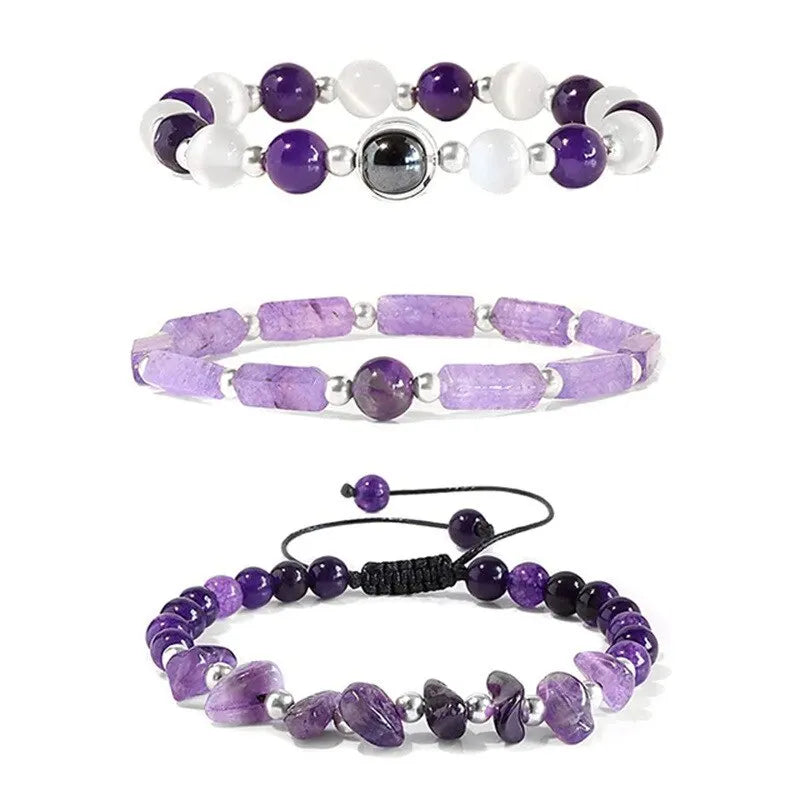 Crystal Energy Healing Amethyst Bracelet for Weight Loss, Yoga, and Meditation