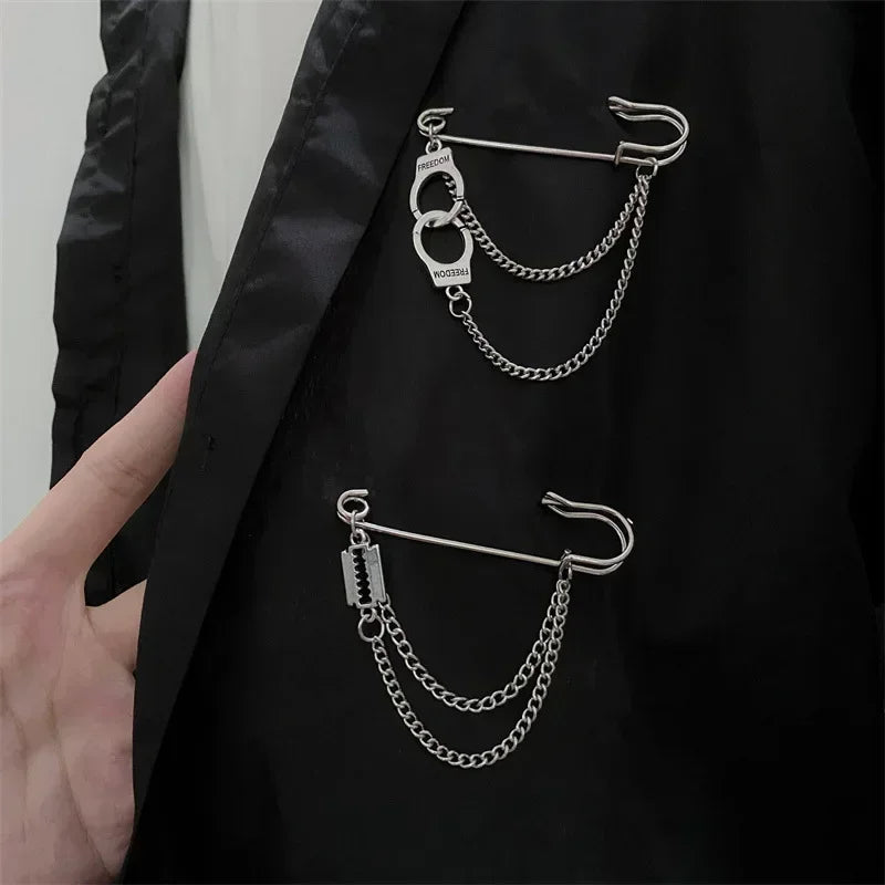 Dark Tassel Pendant Metal Butterfly Chain Brooch Chain Metal Beads Safety Pin