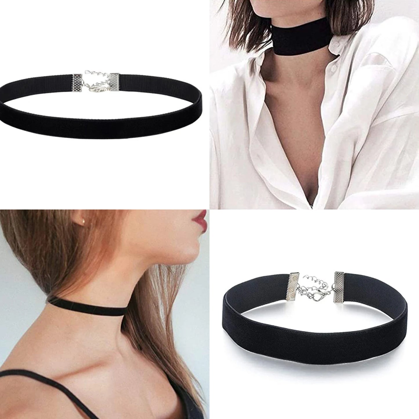 Punk Gothic Black Velvet Fabric Choker Necklace Collar