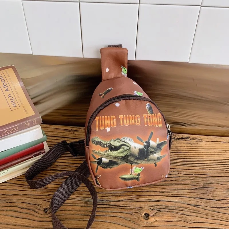 Tralalero Tralala Crossbody Bag Kids Travel Italian Brainrot Shoulder Bags Tung Tung Boys Girls Outdoor Sports Chest Pack Children Gift