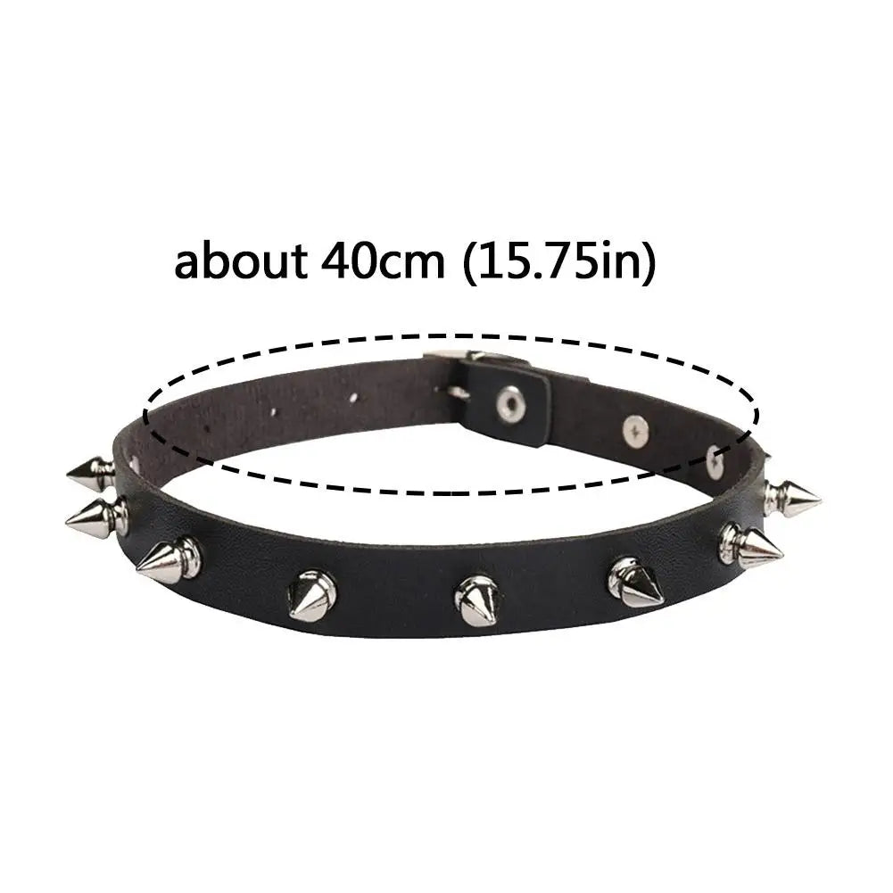 Black PU Leather Choker Punk Gothic Spike Biker Choker PU Leather Collar Studded Rock Necklace