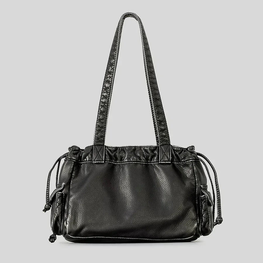 Punk Multiple Pockets Motorcycle Bag Retro Shoulder Bags Soft Pu Leather Handbags