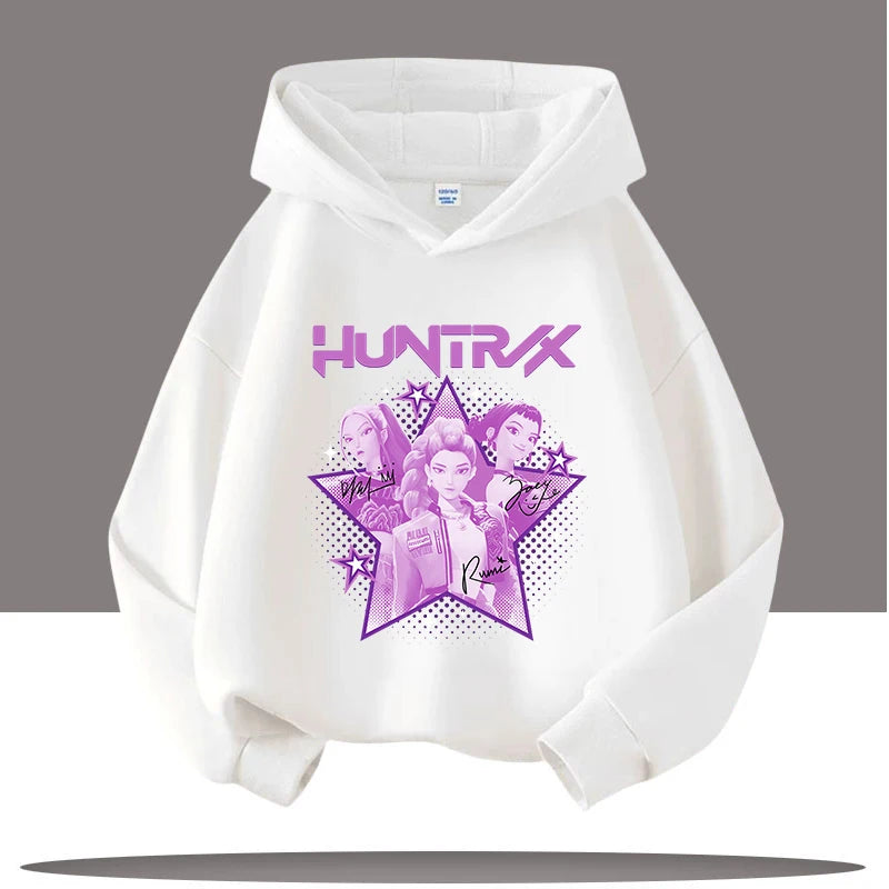 KPop Demon Hunters Huntrix Hoodies Girls Boys Rumi Hooded Sweatshirt Jumper K-pop Merch Gifts