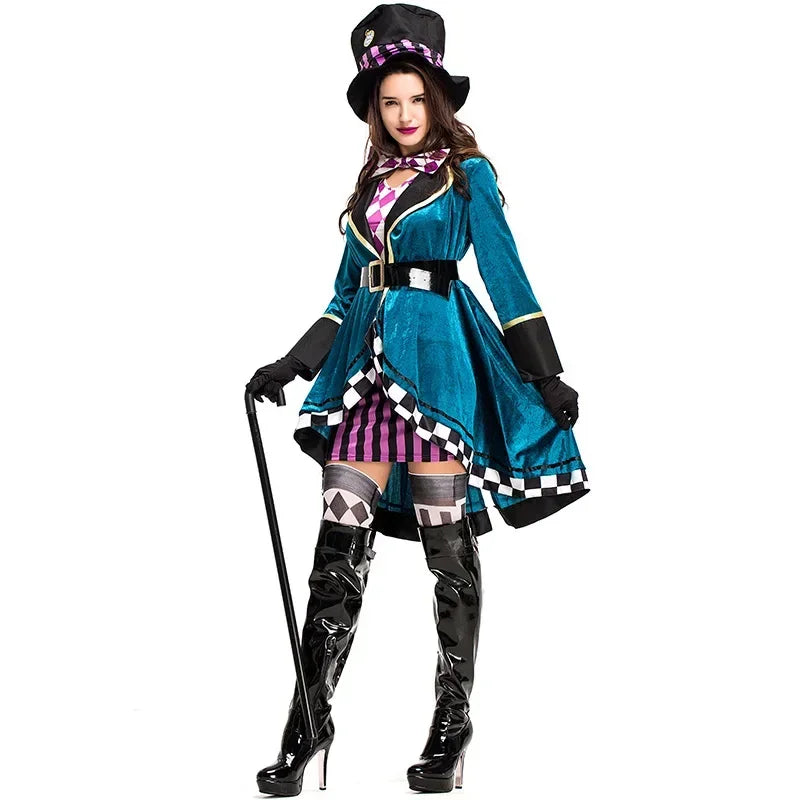 Sexy Alice In Wonderland Mad Hatter Cosplay Fancy Dress Costume