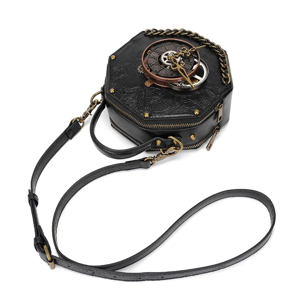 Steampunk Clockwork Punk Industrial Crossbody Bag Distressed Vintage Shoulder Handbag