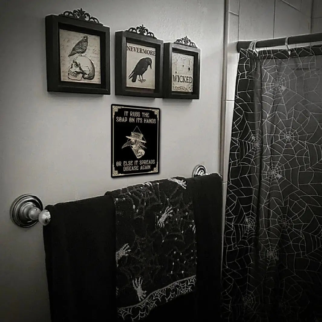 Plague Doctor Wash Your Hands Metal Tin Sign Gothic Bathroom Home Decor