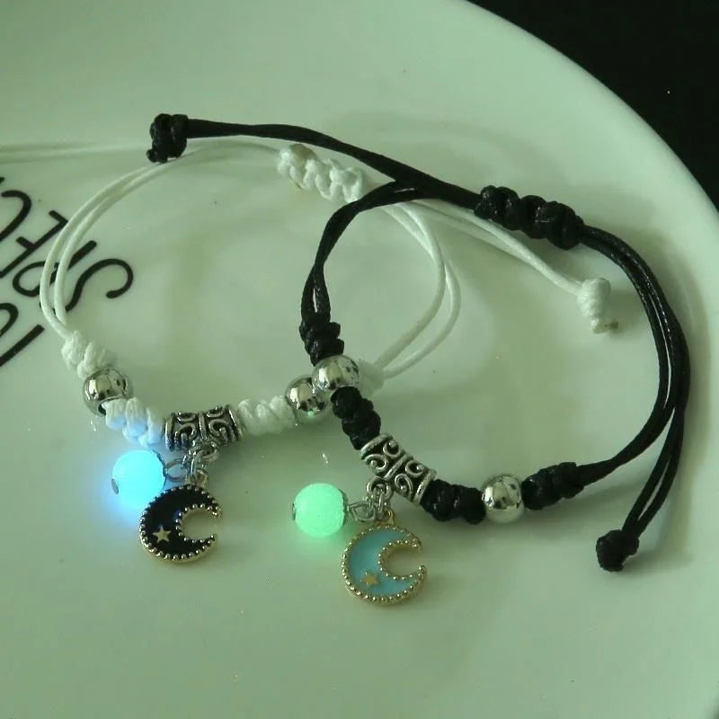 Glow in the Dark Luminous Bracelet Pair Friendship Star Pendant Charm