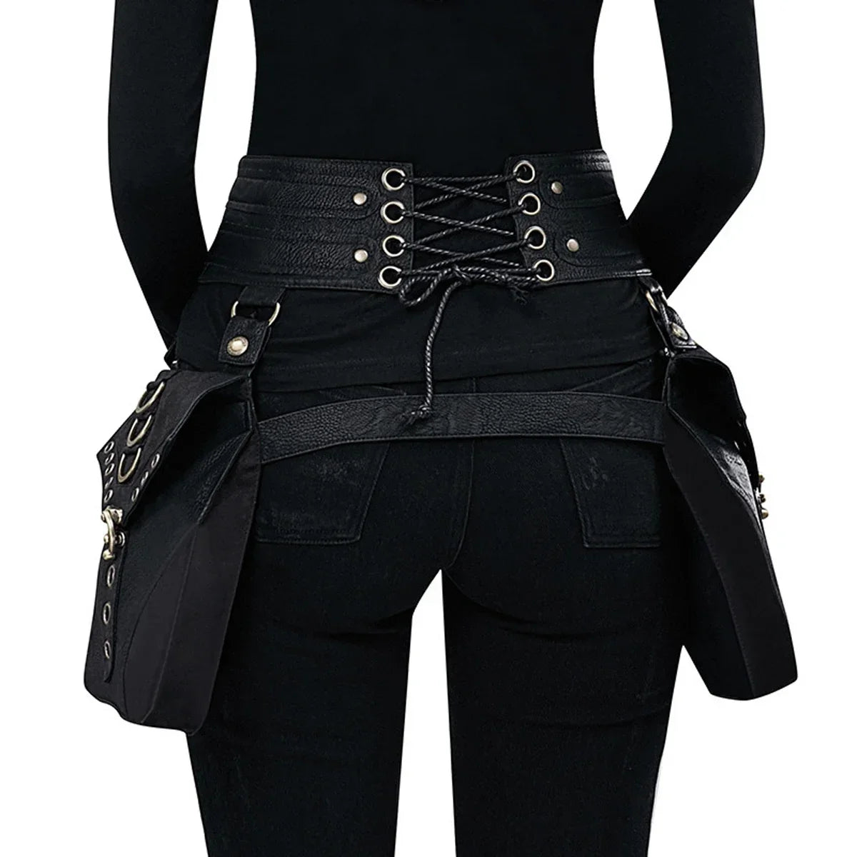 Gothic Black Waist Belt Pouch Hip Bag Fanny Pack