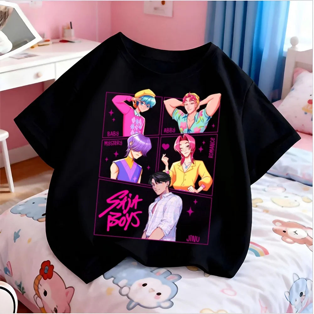 Summer Kpop Children T-shirt Huntrix Rumi Clothes K-Pop