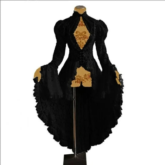 Victorian Vampire Dracula Costumes Gothic Lace Dress Cloak Fancy Dress