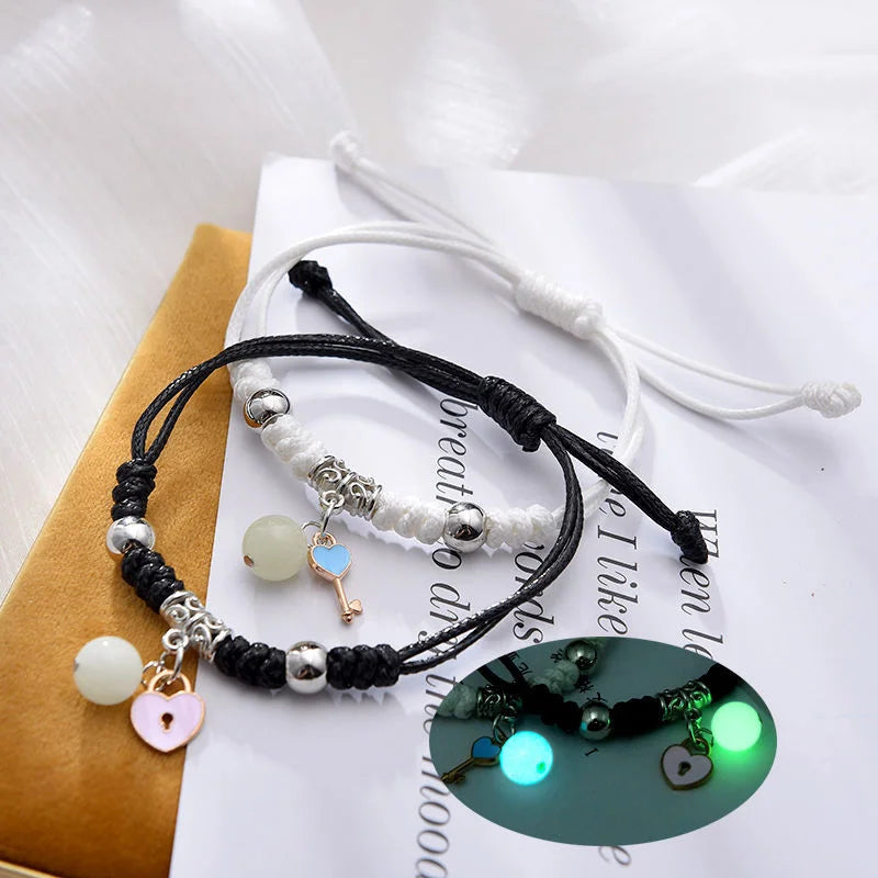 Glow in the Dark Luminous Bracelet Pair Friendship Star Pendant Charm