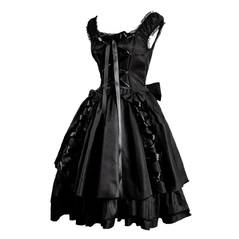 Victorian Black Gothic Lolita Costume Party Dress