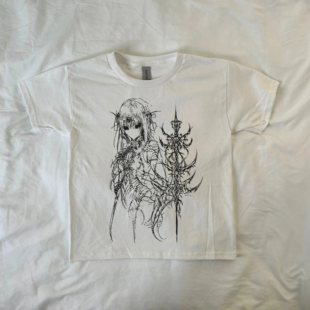White Punk Emo Anime Crop Tops Y2k Vintage Cropped Emo Vest TShirt