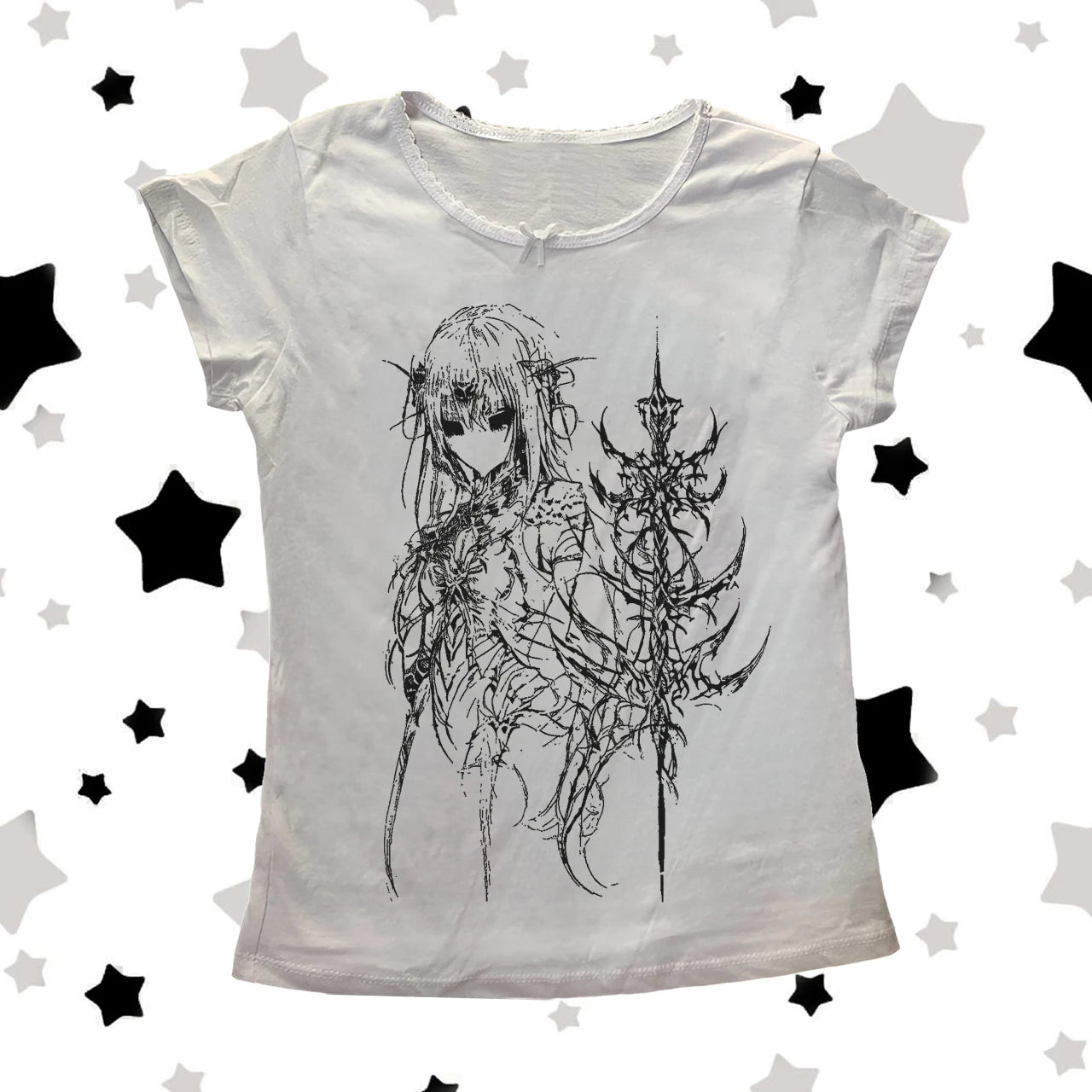 White Punk Emo Anime Crop Tops Y2k Vintage Cropped Emo Vest TShirt