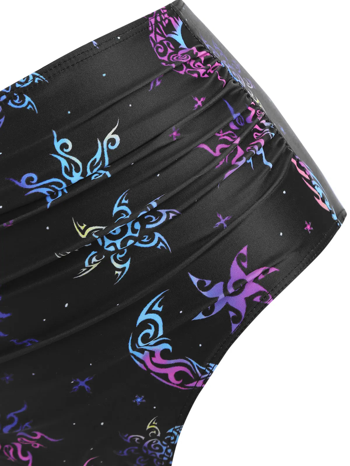 Gothic Vintage Retro 1950s Bikini Tankini Swimsuit Sun Moon High Waist Bottom Swimwear