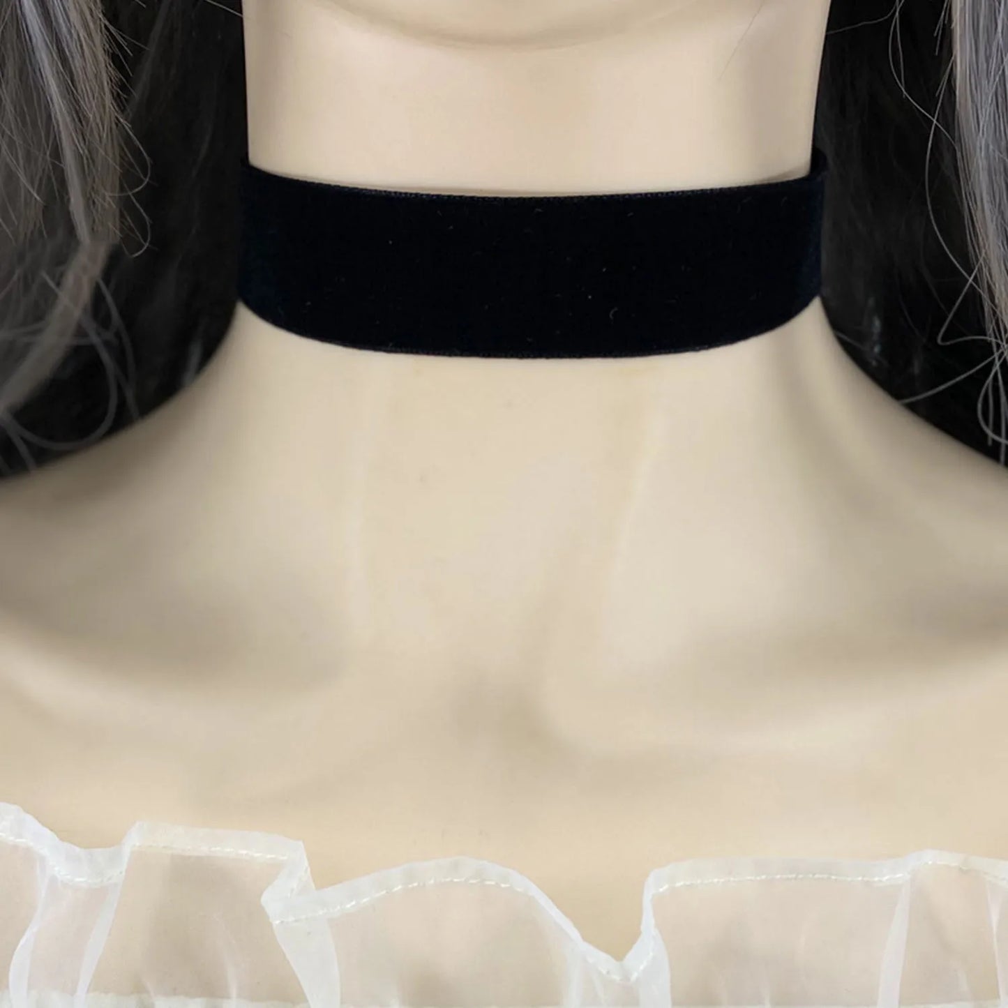 Punk Gothic Black Velvet Fabric Choker Necklace Collar