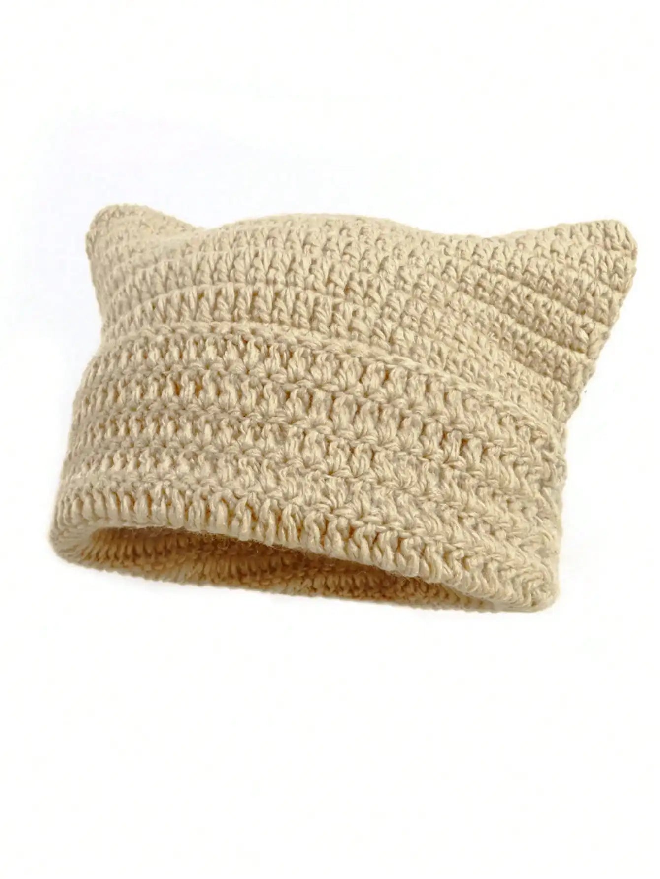 Fashion Crochet Cat Ear Beanie Knitted Emo Y2K Slouch Hat