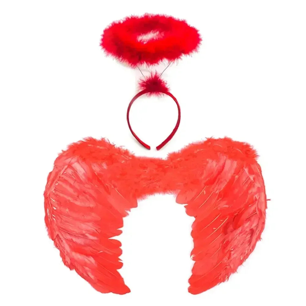 Angel Fairy Feather Wings Halo Halloween Fancy Dress Costume Accessories Good Bad Devil