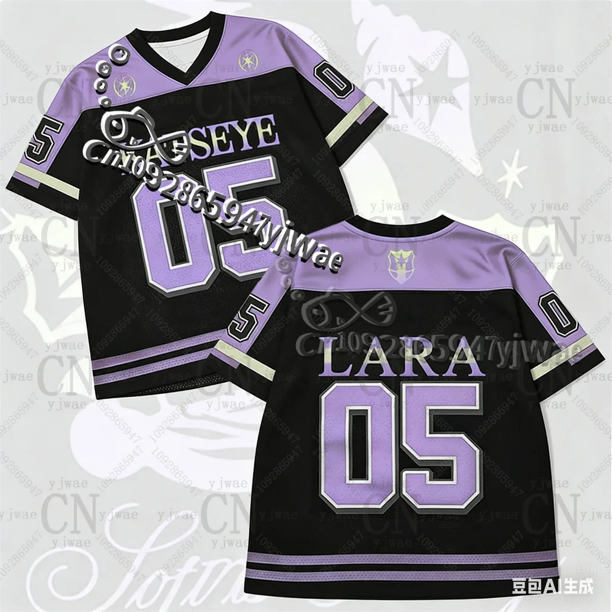 KPOP KATSEYE Unisex Football Jersey Black Purple Korean Pop T-shirt K-pop Clothes