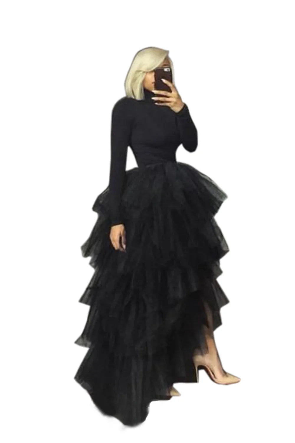 Gothic Long Layered Tulle Tutu Petticoat Skirt Costume