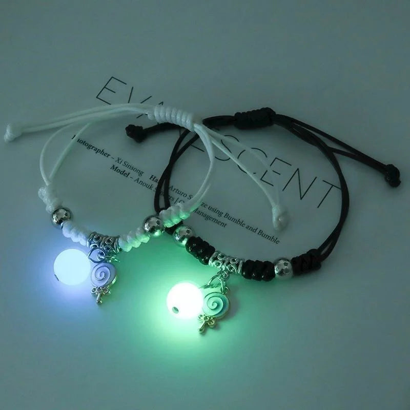Glow in the Dark Luminous Bracelet Pair Friendship Star Pendant Charm