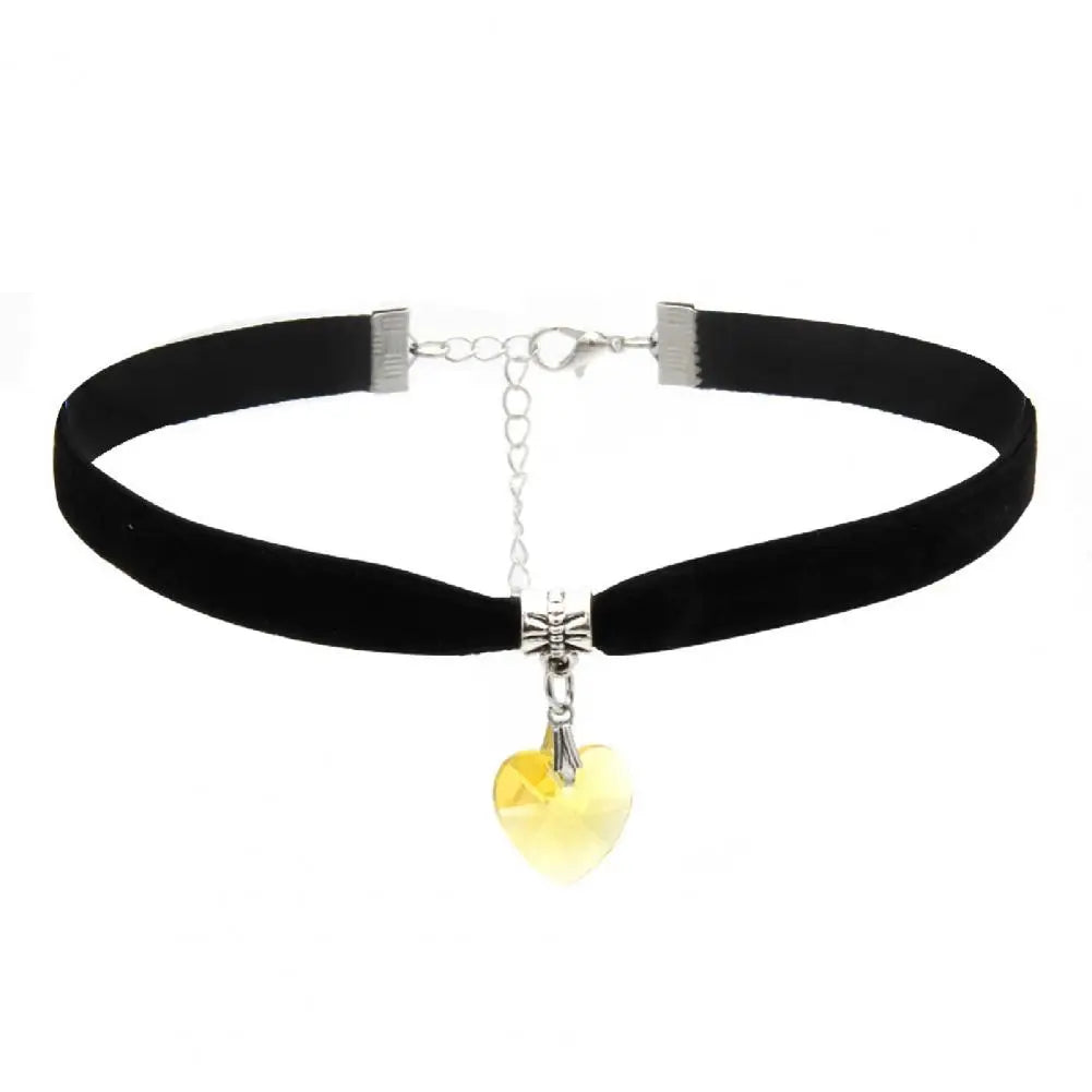 Velvet Heart Pendant Choker Necklace Adjustable Vintage Gothic Style