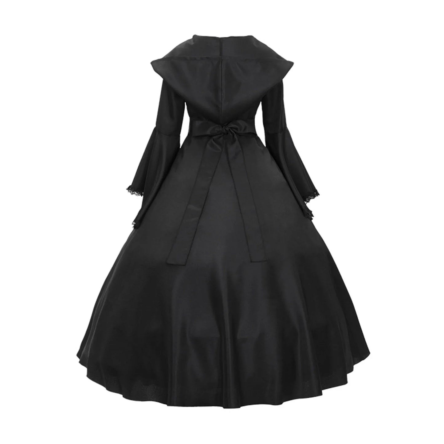 Black Pagan Gown Gothic Medieval Hooded Ceremonial Dress