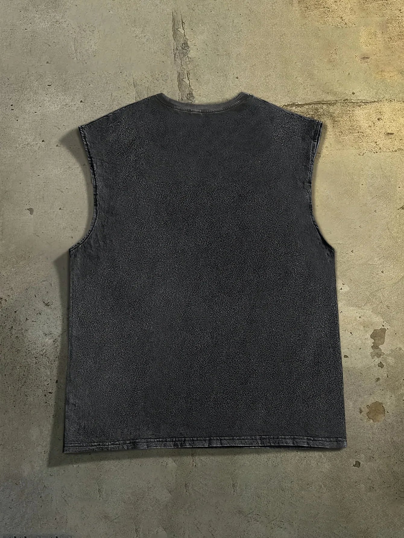 Gothic Font Pattern-printed Stonewashed Vest Unisex Mens Tshirt