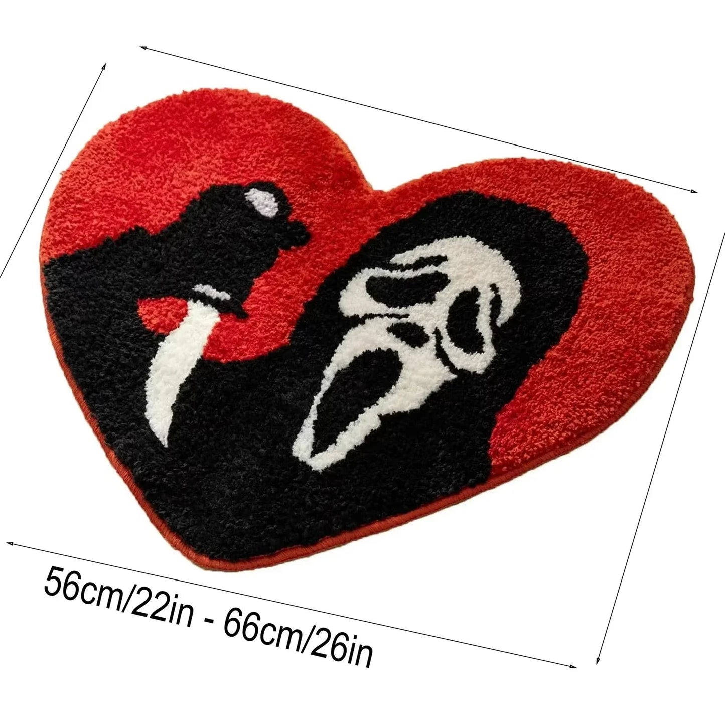 Love Horror Slasher Gothic Scream Bath Door Mat Non Slip Heart Shaped Rug