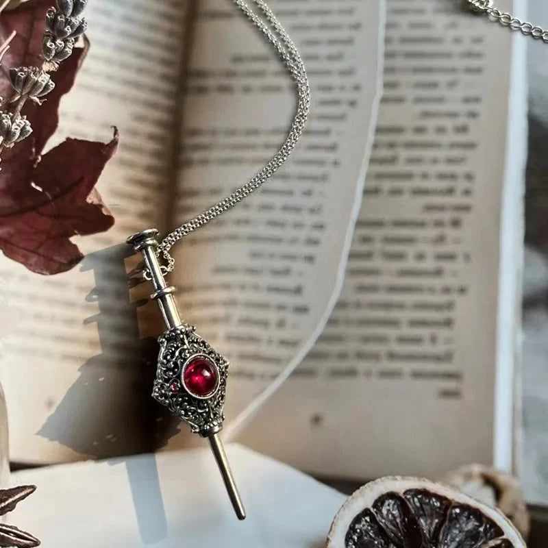 Magic Witch Necklace Vintage Blood Pack Removable Witch Wand Pendant Cosplay Jewellery