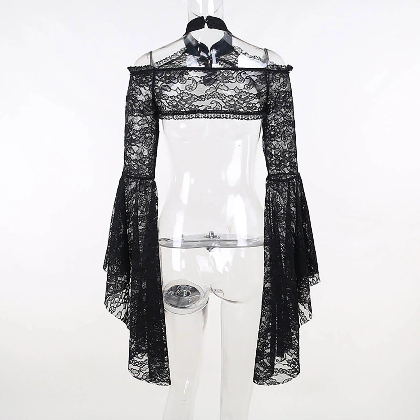 Gothic Victorian Lace Shrug Tops Black Flare Sleeve Bolero Accessory
