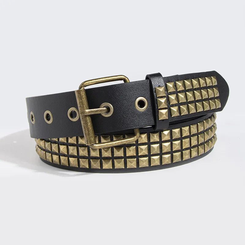 Punk Emo Belt Unisex Fashion Jeans Goth Retro Pu Leather Metal Studded Waist Belt