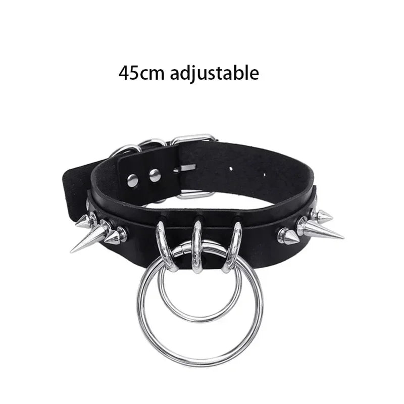 Bondage Sexy Heart Lock Key Rivets Black Goth Punk Chokers Gothic Collar