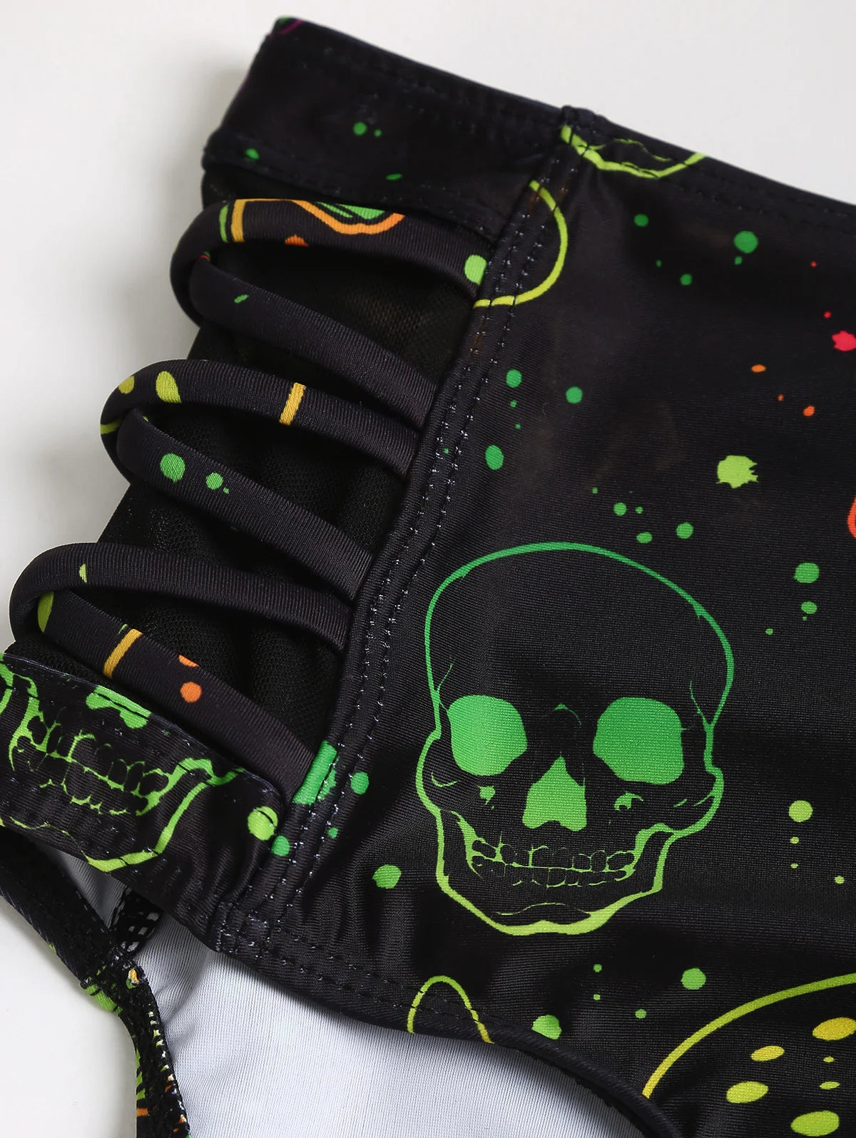 Skull Print Gothic Retro Vintage 1950s Bikini Two Piece Bathing Suit Swimwear