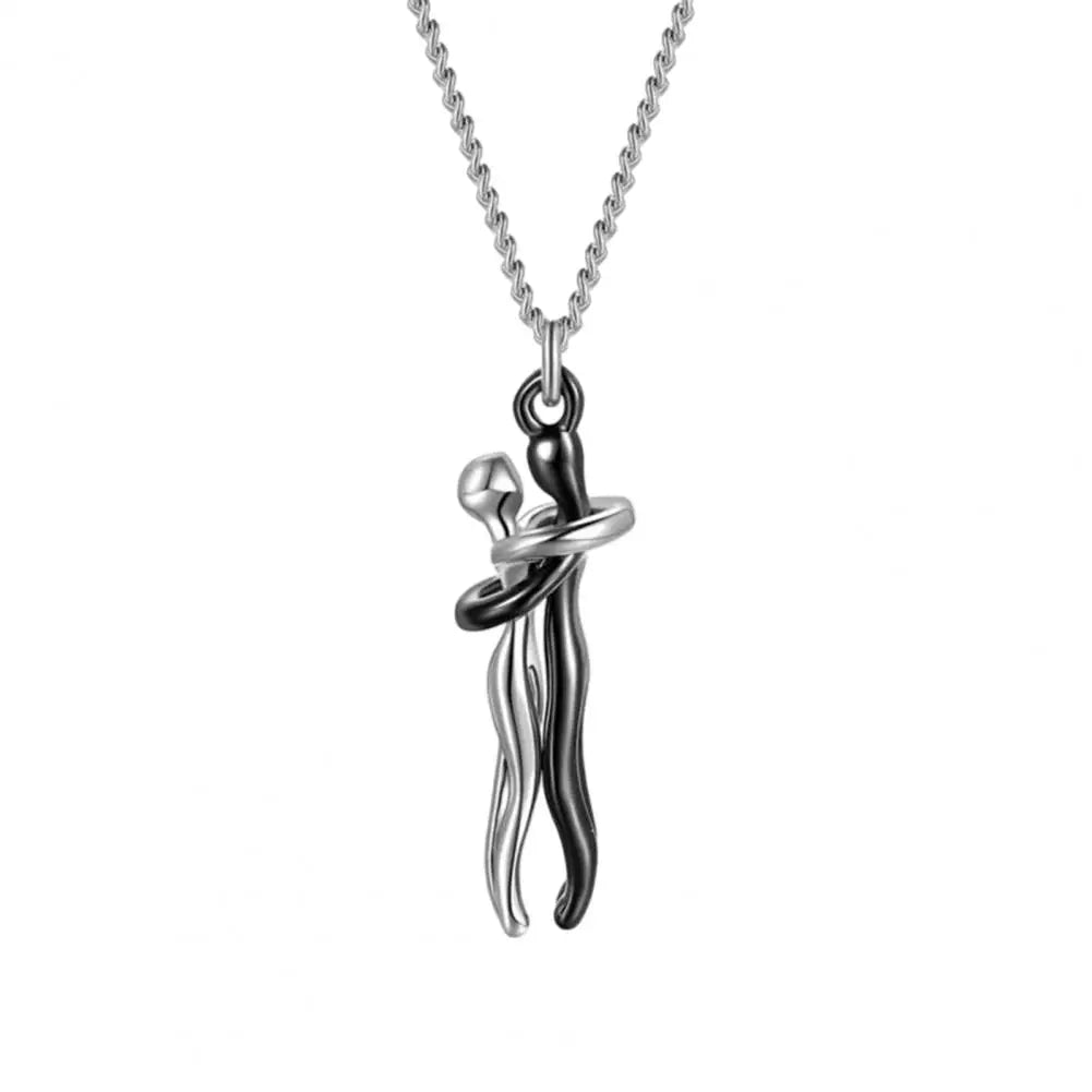 Couple Necklace Unity Trust Embrace Pendant Necklace Adjustable Length