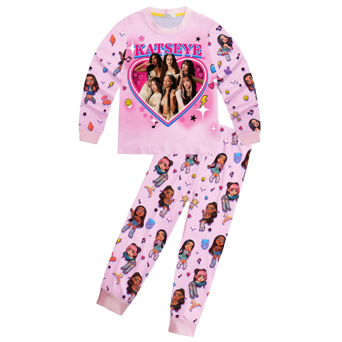 KATSEYE KPop Pyjamas Kids Pajama Sets PJ's Pink Purple Lilac Nightwear Bed clothes