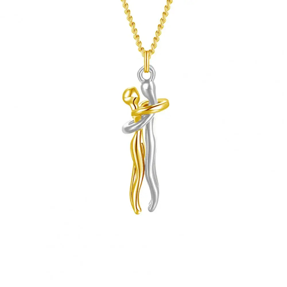 Couple Necklace Unity Trust Embrace Pendant Necklace Adjustable Length