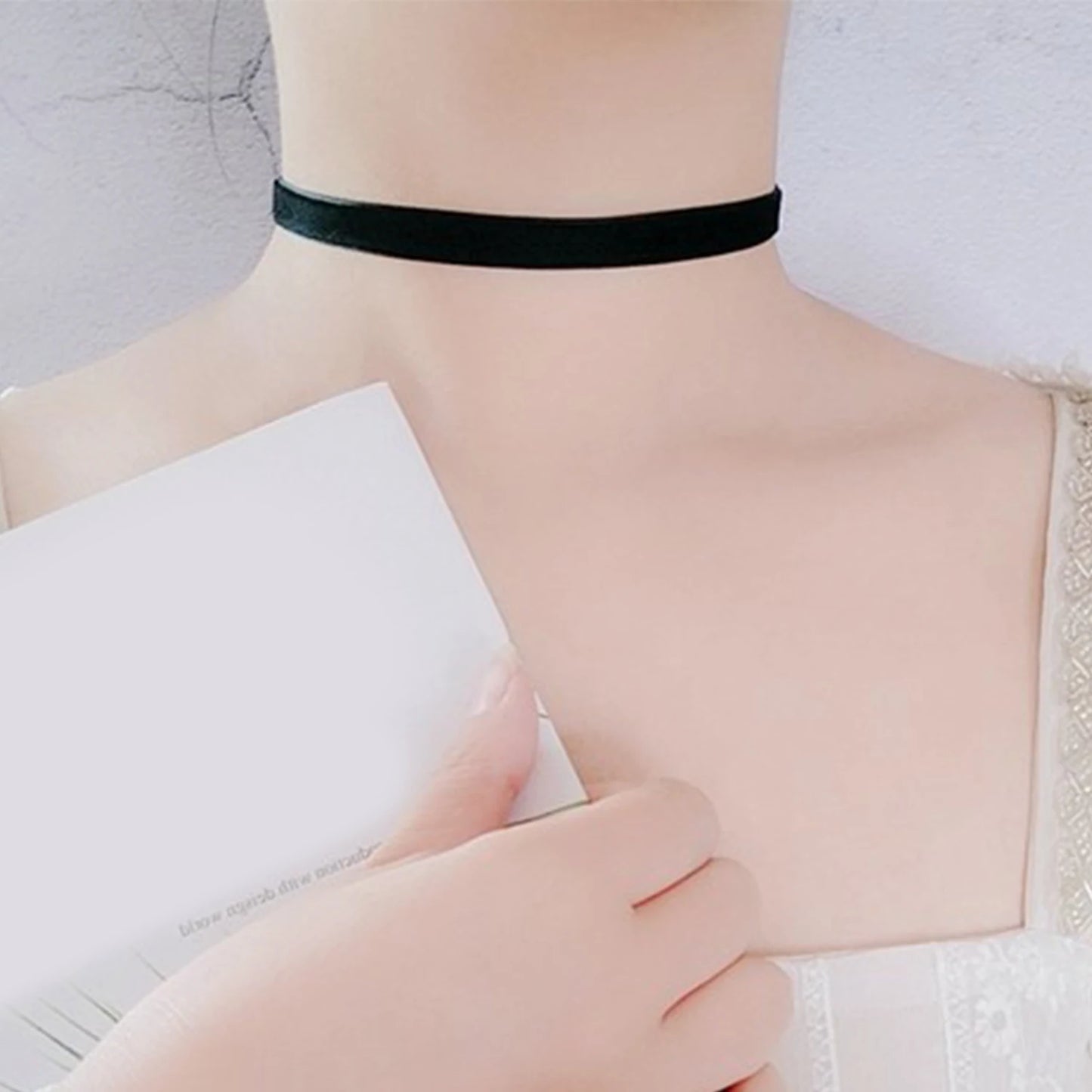 Punk Gothic Black Velvet Fabric Choker Necklace Collar