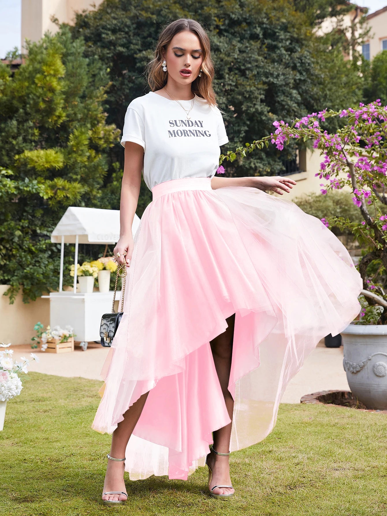 Long Black Gothic Skirt Net Tulle Tutu Overskirt