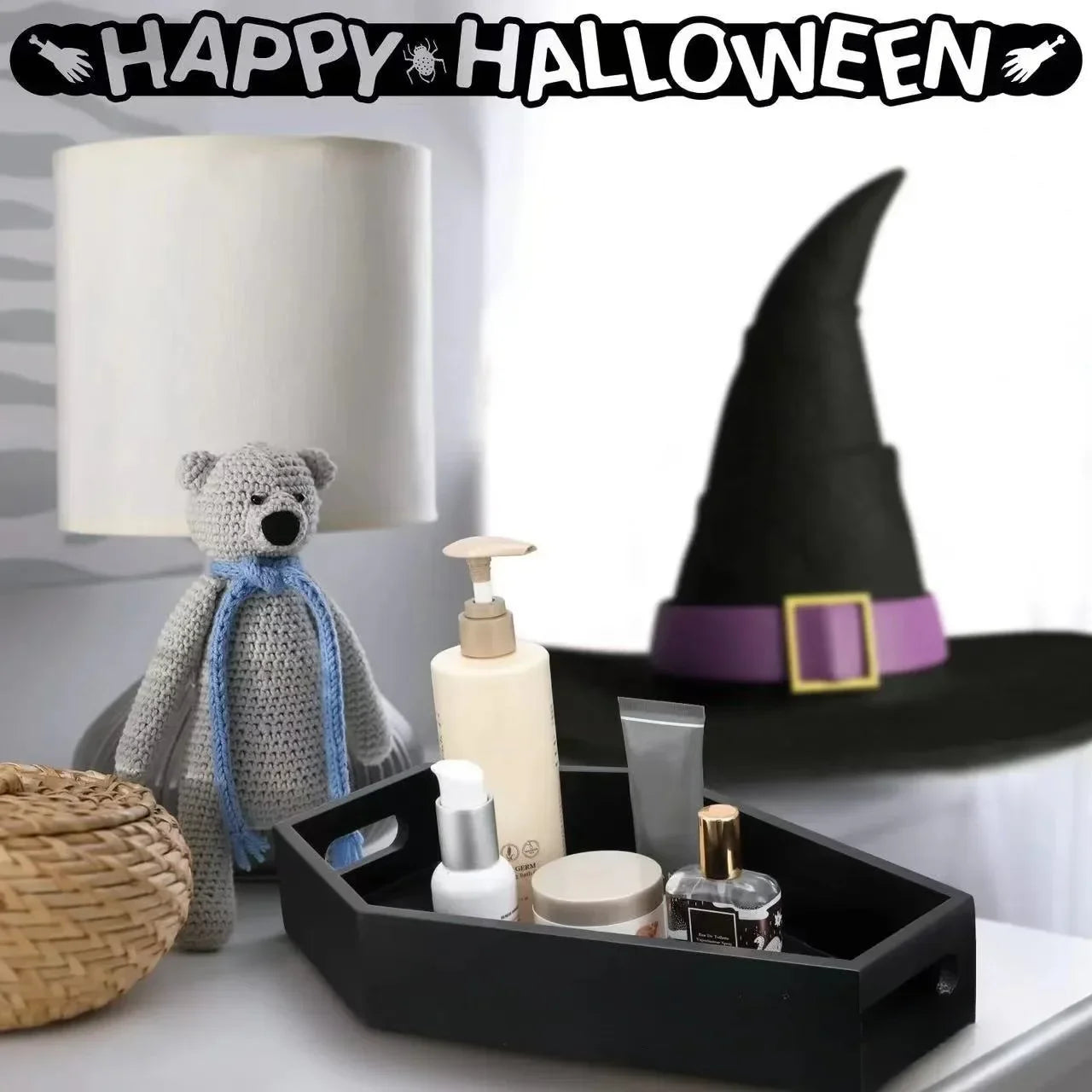 Black Gothic Goth Coffin Shaped Home Decor Cosmetics Storage Box Tray