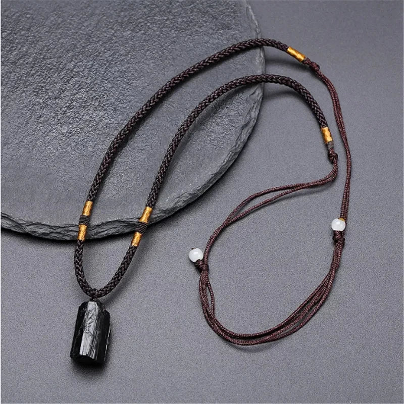 Black Tourmaline Bracelet Men Handmade Braided Energy Protection Crystal Bracelet